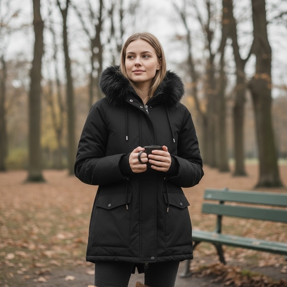 Puffit Faux Fur Mid-Length Hooded Drawstring Parka. NWT - Picture 4 of 14